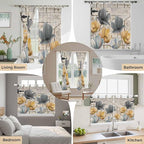Spring Tulips Flower Bedroom Curtains 72 Inch Length, Window Curtains Tab Top, Vintage Floral Barn Doors Rustic Beige Light Filtering Window Treatments Drapes 52"x72" 2 Panel