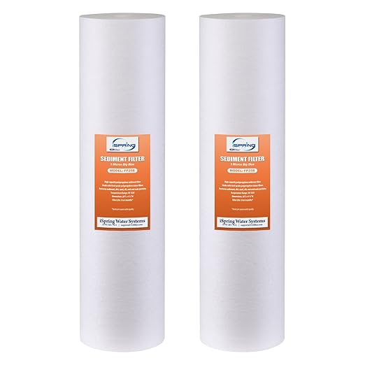 iSpring 5-Micron 20” x 4.5” Whole House Water Filter Cartridges, High Capacity Sediment Filter, Model Number: FP25BX2
