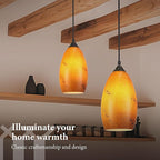 Pendant Lighting, Modern Handblown Amber Color Glass, Oval Art Shade Hanging Light, Oil Rubbed Bronze Finish for Kitchen, Dining Room, Foyer Decor 4.7" Shade (1 Pack)