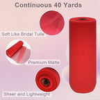 Red Tulle Fabric Roll Spool Bolt (54 Inch by 40 Yards) Large Tulle Wedding Party Decoration, Tutu Skirt, Table Runner, Gift Wrapping, Bridal Shower, Soft & Drape (Red)