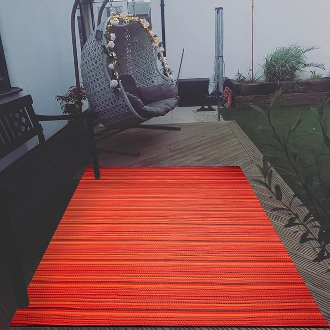 Outdoor/Indoor Rug Plastic Straw Rug Waterproof Portable Outdoor Mat, Easy to Clean and Fold,Perfect for Garden, Patio, Picnic, Decking-（Red，5x7Ft）