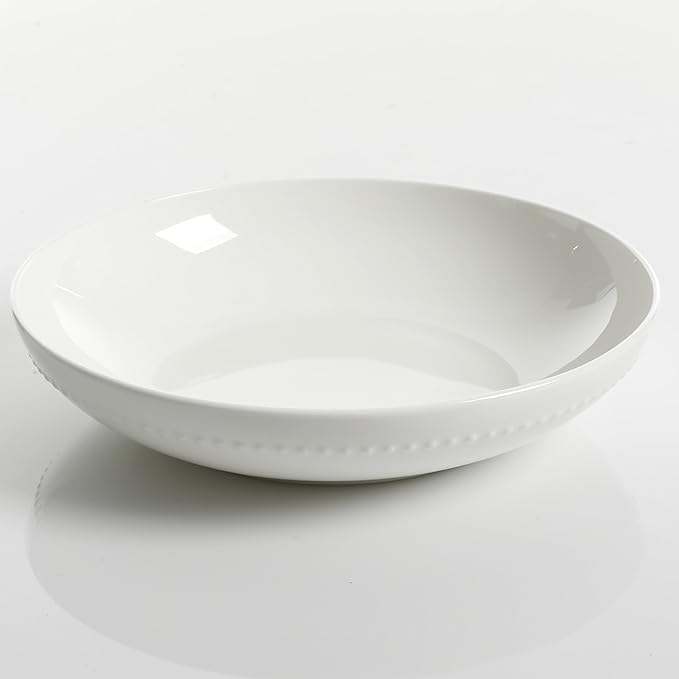 Gibson Elite Embossed Bone China Double Bowl Dinnerware Set, Service for 4 (16pcs), White