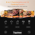 Tastee Ceramic Air Fryer, 8-in-1 Compact 5.5QT AirFryers, 450°F Digital Airfryer Dehydrator with Smart Probe, 24 Presets One-touch Cooking, In-app Recipes with Window, Dishwasher-safe & Non-stick