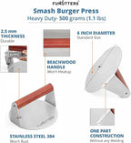 Smash Burger Press Patty Maker, 6'' Hamburger Smasher Tool, Heavy-Duty Stainless Steel 304, BBQ Grill and Flattop Griddle Accessory - Commercial Grade