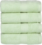 Casa Lino 100% Cotton Hand Towels for Bathroom - Soft, Highly Absorbent & Quick Dry Kitchen Towels - Gym Towel Set - Travel Towel Set - 24" x 16" - Pack of 4 - (Light Sage Green)