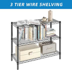 3-Shelf Adjustable Metal Shelf Wire Shelving Unit Storage Rack Display Shelf for Office,Kitchen,Bedroom,Bathroom,Laundry,Pantry Basement,Garage(Black,36" L x 14" W x 30" H)