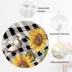 Sunflowers Bathroom Curtains 63 Inch Length, Window Curtains Tab Top, Yellow Flowers Butterfly Farmhouse Black Plaid Light Filtering Window Treatments Drapes 52"x63" 2 Panel