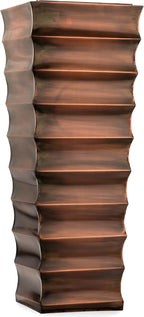 H Potter Copper Ribbed Planter Large for Outdoor Indoor Plants Small Spaces Entryway Patio Porch Tall Metal Planter Decor Vase