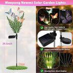 Solar Garden Lights 4 Pack Waterproof Decorative Solar Lights Outdoor with Glowing Stems,7-Color Changing ‎Fiber Optic Butterfly Light for Outside Yard Lawn Garden Decor, Gifts for Women