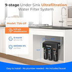 Waterdrop WD-TSA-UF 0.01 μm Ultra Filtration Under Sink Water Filter, Under Sink Water Filtration System 9 Stage Filtration, Reduces Chlorine, Taste and Odor, Fluoride, Advanced USA Tech
