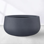 Kante 15.7" Dia Round Concrete Planter, Cement Plant Pots with Drainage Hole and Rubber Plug for Outdoor Indoor Garden Home, Modern Curvaceous Design, Dark Gray