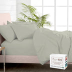 Pizuna 100% Cotton Twin 2 Pc Duvet Cover + 1 Pc Fitted Sheet Set 400 Thread Count Silver Sateen Weave Luxurious Long Staple Cotton 4 Piece Bedding Set - 1 Duvet Cover, 1 Pillow Sham, 1 Fitted Sheet