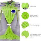 MDS Halloween Chiffon Table Runner - 20 Pack, 29 x 120 Inches, 10ft Each - Sheer Spooky Table Runners for Haunted House Parties, Trick-or-Treat Tables, Witchy Décor, Wedding & Events - Parrot Green