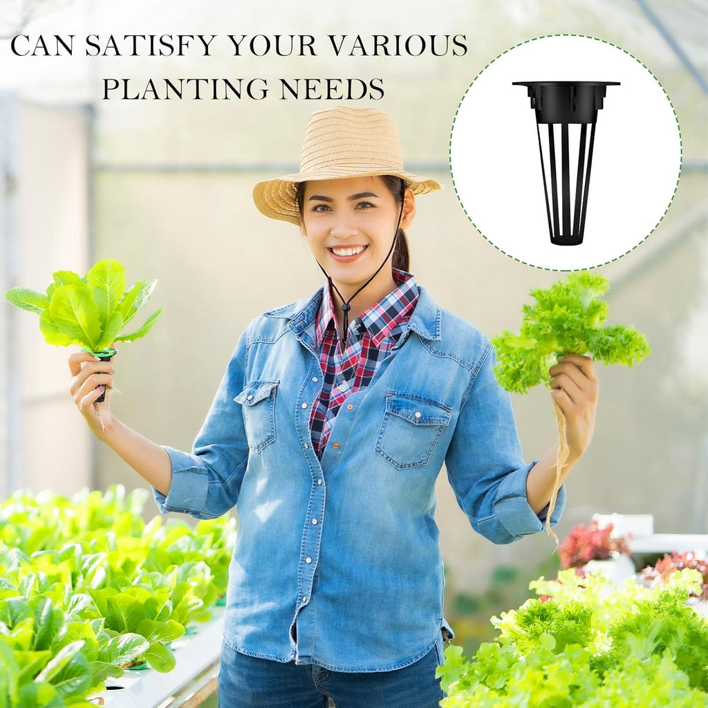 Cunhill 100 Pcs Hydroponic Growing Kit Include 50 Pcs Plant Replacement Basket Containers and 50 Pcs Seed Pot Label Compatible with Hydroponic Growing System(0.5 Inch,Black)