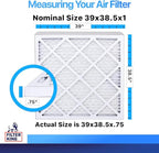 Filter King 39x38.5x1 Air Filter | 4-PACK | MERV 8 HVAC Pleated A/C Furnace Filters | MADE IN USA | Actual Size: 39 x 38.5 x .75"
