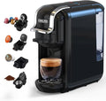 MK-603 Mini Multi Pod Coffee Maker, Hot/Cold Single Serve Espresso Machine, 4-in-1 Brewer Compatible with K Cup Pods,Nes Original/DG Capsule and Ground Coffee, Fast Brew, Black