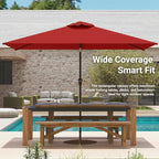 6.5' x 10' Rectangular Patio Umbrella Large Outdoor Market Umbrella w/UV Protection, Push Button Tilt and Crank Lift, Rectangle Table Umbrella for Garden, Deck, Pool, Patio, Red