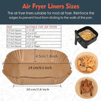 [3-Size] Air Fryer Disposable Paper Liner Compatible with COSORI Air Fryer Toaster Oven, Non-stick Air Fryer Parchment Paper Baking Accessories