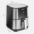 Chefman TurboFry Touch Air Fryer, Large 5-Quart Family Size, One Touch Digital Control Presets, French Fries, Chicken, Meat, Fish, Nonstick Dishwasher-Safe Parts, Automatic Shutoff, Stainless Steel
