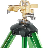 Impact Sprinklers on Tripod Base,Heavy Duty Lawn Sprinkler for Yard with 360 Degree Large Area Coverage Irrigation,Brass Sprinklers with Adjustable Head Nozzle,3/4Inch Connector Extension Legs