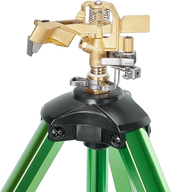 Impact Sprinklers on Tripod Base,Heavy Duty Lawn Sprinkler for Yard with 360 Degree Large Area Coverage Irrigation,Brass Sprinklers with Adjustable Head Nozzle,3/4Inch Connector Extension Legs