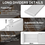 HiYZ Expandable Drawer Dividers - 12.6-22.8'' Adjustable Drawers Organizers for Kitchen Utensils, Drawer Separators in Bedroom, Dresser, Office, Bathroom, Fridge, 8 Pack Long Dividers-Gray
