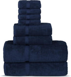 Chakir Turkish Linens Premium Cotton Absorbent Turkish Towels (8-Piece Towel Set, Navy Blue)