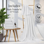 Extra Large Bath Towels Set 35x70 Inches - White Luxury 600 GSM Oversized Bath Sheet Towel,Ultra Soft Microfiber - Quick Dry,Highly Absorbent Shower Towels Spa Hotel Bathroom Towel Set (4-Pack)