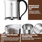 6 Cup Glass Transparent Moka Pot Stainless Steel Uncoated Stovetop Espresso Maker Italian Coffee Makers Mocha Greca Machine Cafe Classic Induction Cookers for Home Camping 350ml
