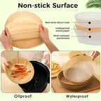 Ctizne Disposable Air Fryer Liners, 200PCS 6.5In Round Parchment Paper Liner for Baking Roasting, Non Stick Oilproof Microwave Oven Air Fryer Accessories
