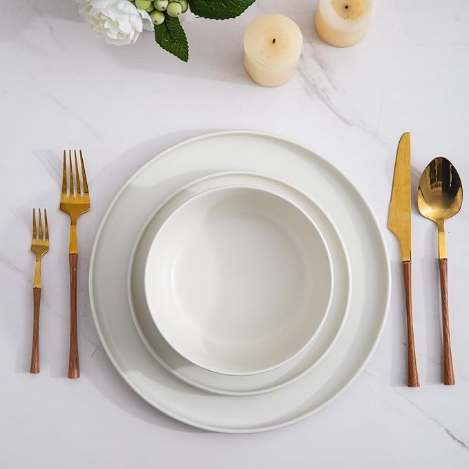 AmorArc Stoneware Dinnerware Sets for 4,Reactive Ceramic Plates and Bowls Set,Highly Chip and Crack Resistant | Dishwasher & Microwave Safe | Round Dishes Set Service for 4 (12pc)