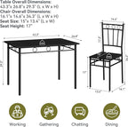 5 Piece Dining Table Set, Wood Kitchen Table and Chairs for Small Space,Breakfast Nook,Easy Assembly,Black