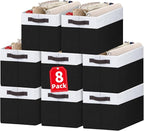 Criusia 8 Pack Large Storage Baskets for Room Organization, Multi-Purpose Bins for Closet, Shelves, Kitchen, Office, Decorative Fabric Foldable Storage Boxes with Handles (14L*10W*9.5H)