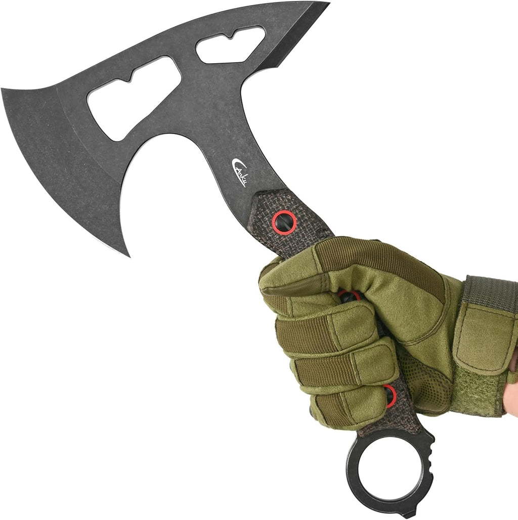 C1392 Camping Axes,DC53 Steel Blade with Micarta Handle Chopping Axe Bushcraft Camping Axes Survival Hatchet with Kydex Sheaths for Hiking Hunting Camping Splitting Chopping Wood(Black)