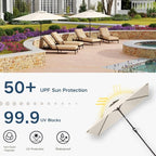 6.5' x 10' Rectangular Patio Umbrella Large Outdoor Market Umbrella w/ UV Protection, Push Button Tilt and Crank Lift, Rectangle Table Umbrella for Garden, Deck, Pool, Patio, Creamy White