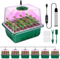 YAUNGEL Seed Starter Tray with Grow Light, 6 Pack Seed Starter Kit with Timing Controller Adjustable Brightness, Thicken Seedling Starter Trays with Humidity Domes Heightened Lids, Gift Box