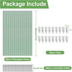 Garden Hoops for Raised Beds, 50pcs 7ft Grow Tunnel Greenhouse Support Hoops Rust-Free Frame for Garden Netting Row Cover Fabric, 10 Set DIY Fiberglass for 3 & 4 Ft Wide, 30pcs Clips