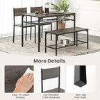 Tangkula Dining Table Set for 4, Kitchen Table and 2 Chairs for 4 with Bench, Additonal Storage Rack, 4 Piece Dining Table Set for Small Space, Apartment
