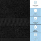 White Classic Luxury Bath Towels Set of 4 Large - 700 GSM Cotton Ultra Soft Bath Towels 27x54 | Highly Absorbent and Quick Dry | Hotel Towels for Bathroom Luxury, Plush Shower Towels, Black