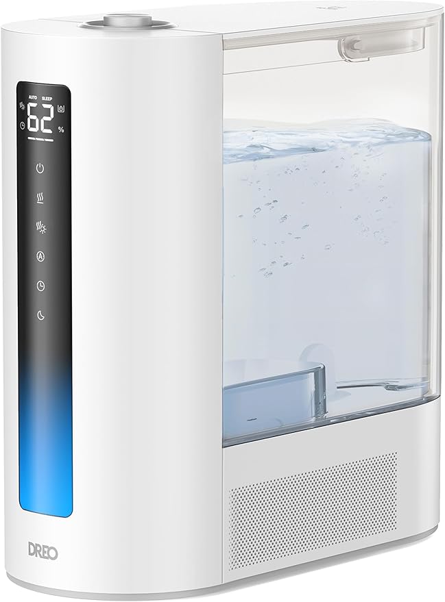 Dreo 6L Humidifier Large Room, Warm & Cool Mist Humidifiers for Bedroom, 60H Runtime, 12H Timer, Top Fill, Humidity Indicator Light, Baby, Plants, Easy Clean, HM713