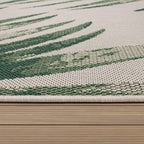 Paco Home Outdoor Rug Beige Green with Floral Palm Leaf Design Waterproof, Size: 7'10" x 11'2"