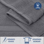 Casa Lino Bath Towel Set of 8 (2 Bath Towels, 4 Wash Cloths & 2 Hand Towels for Bathroom) - 100% Cotton - Highly Absorbent & Quick Dry - Guest Room Essentials for Bathroom Set - (Charcoal Black)