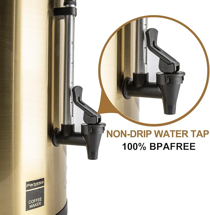 Commercial Coffee Urn, 16L Double Wall Stainless Steel Large Percolate Coffee Maker Electric Hot Water Urn Dispenser for Parties Office Catering Events 68-cup