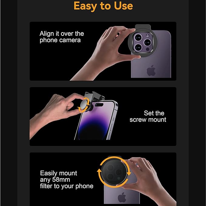 Fotorgear Camera Lens Filter,67mm Universal Phone Polarizer Filter Professional Photography for Camera Lens 67mm Clip On Filters CPL ND Black Mist Gold Streak for iPhone Xiaomi Huawei(CPL)