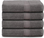 Casa Lino Charcoal Black Bath Towels Set of 4 (54" x 27") - Large Bathroom Towel Set - 100% Cotton Towels for Bathroom - Highly Absorbent & Quick Dry Bath Towel Multipack - New Apartment Essentials