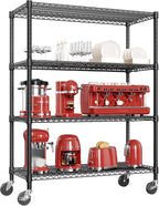 IZEUK Garage Shelving Wide Storage Shelves 4 Tier Metal Shelves Heavy Duty Adjustable Utility Shelf Rack Black 23.6" D x 53.1" W x 73.6" H