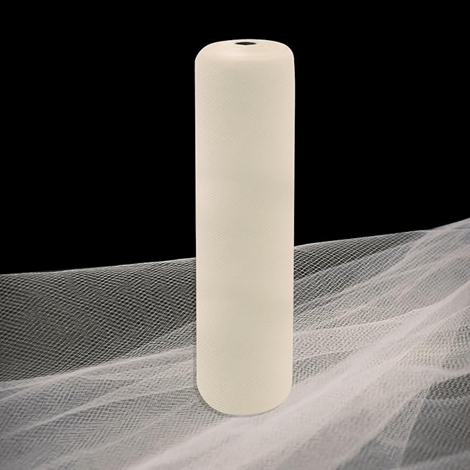 Ivory Tulle Fabric Rolls 54 Inch by 10 Yards Fabric Tulle Bolt for Wedding Christmas Decorations Gift Wrapping DIY Tutu Baby Shower Table Skirt Birthday Party Craft Supplies