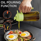 Oil Sprayer for Cooking, Kitchen Goddess 2 in 1 Spray and Pour Olive Oil Dispenser 16oz 450ml Glass Oil Spray Bottle, Mist Olive Oil Dispensing, Air Fryer, Dark Green (green)