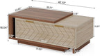 Tribesigns Extendable Coffee Table with 2 Storage Drawers, Dual-Tone Center Table with Sliding Tabletop, Multi-Functional Hidden Storage Wooden Rectangle Cocktail Table for Living Room (Walnut & Oak)