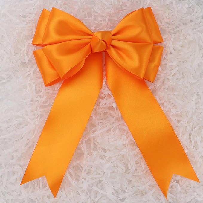 Orange Solid Satin Ribbon 2 Inch 25 Yards Solid Polyester Fabric Ribbon for Gift Wrapping Wedding Christmas Baby Shower Birthday Party Decoration Handmade Immortal Flower Craft
